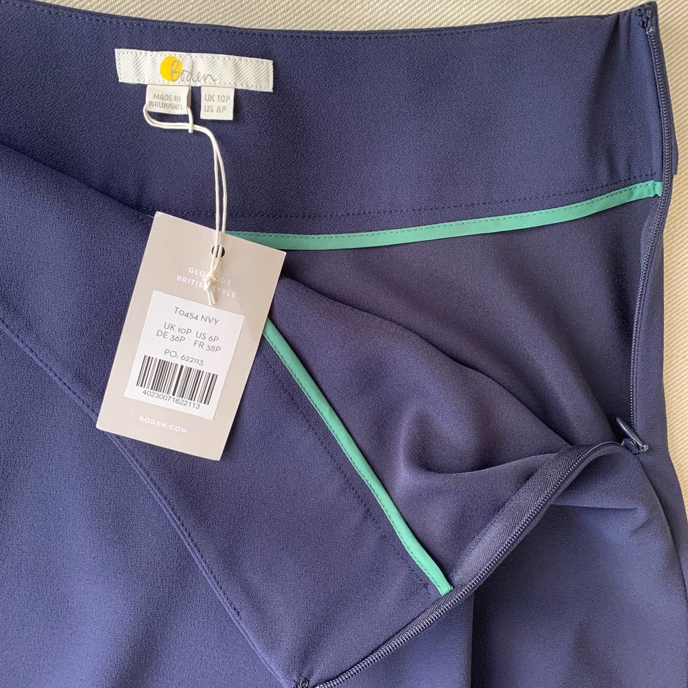 NWT Boden Stackpole Bias Cut Midi Skirt Navy Size 6P - Picture 5 of 8